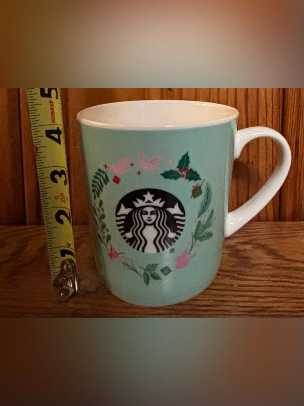 Starbucks 2019 Mint Holiday Wreath Ceramic Mug 18oz
